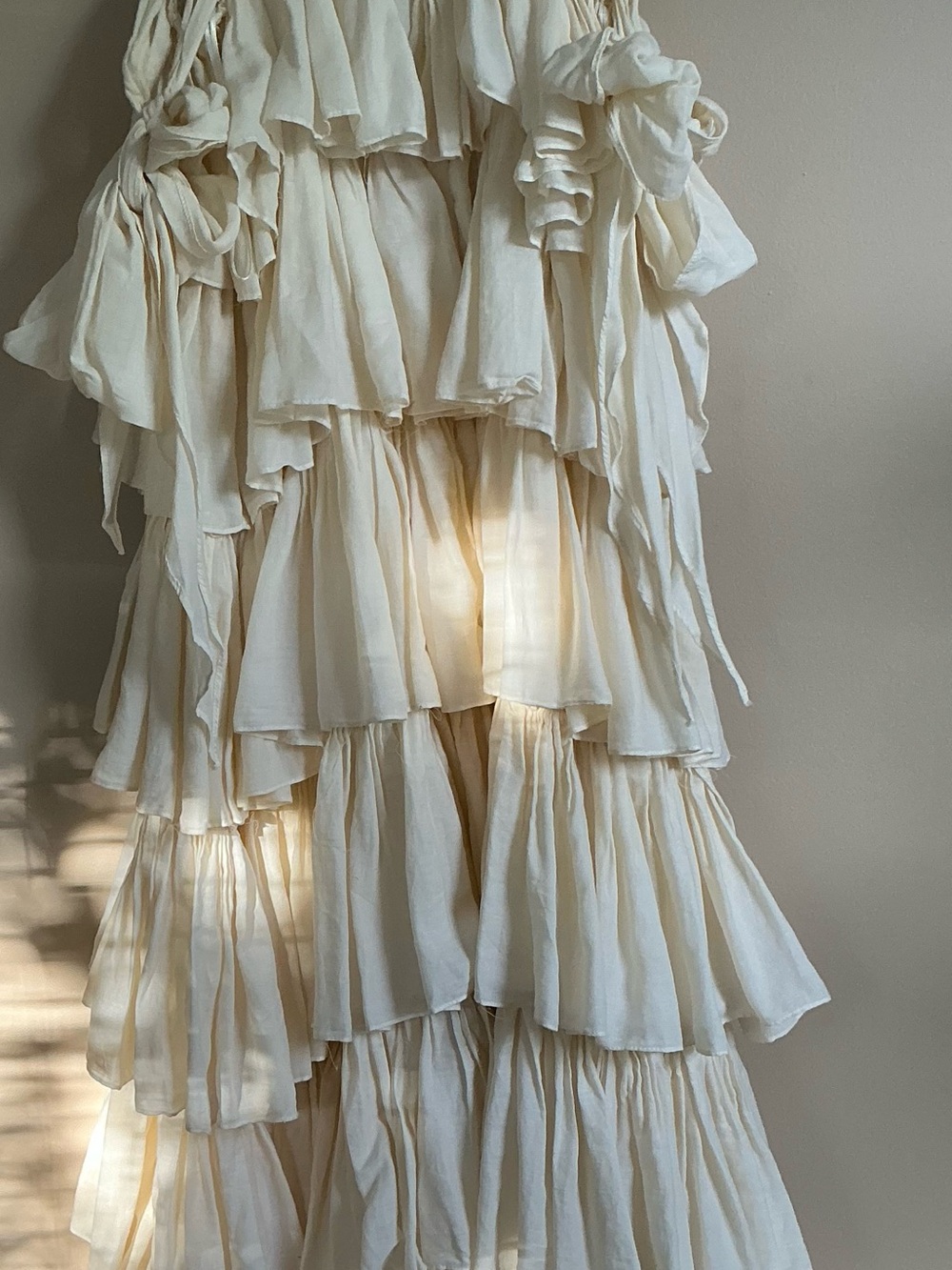 Ganni Cream Tiered Ruffle Maxi Dress